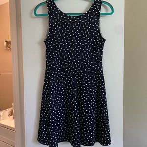 Navy blue dress with polka dots
